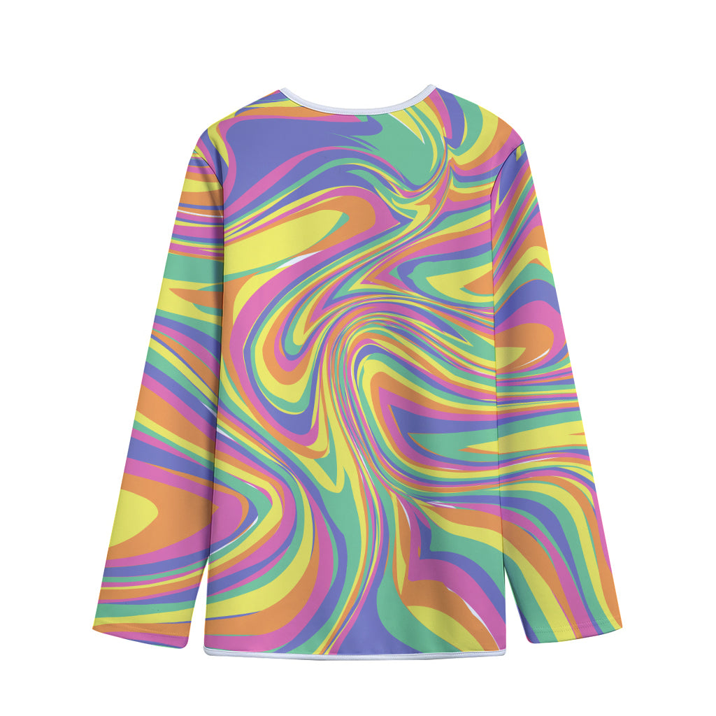 Pastel Rave Print Long Sleeve Short Coat