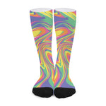 Pastel Rave Print Long Socks