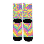 Pastel Rave Print Long Socks
