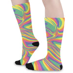 Pastel Rave Print Long Socks
