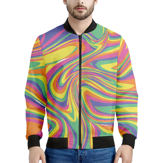 Pastel Rave Print Men's Bomber Jacket