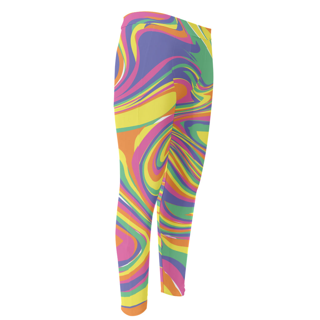 Pastel Rave Print Men's Compression Pants