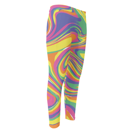 Pastel Rave Print Men's Compression Pants
