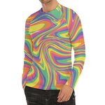 Pastel Rave Print Men's Long Sleeve Rash Guard