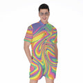 Pastel Rave Print Men's Romper