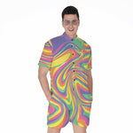 Pastel Rave Print Men's Rompers
