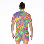 Pastel Rave Print Men's Rompers