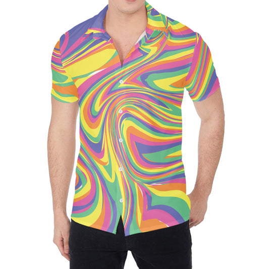 Pastel Rave Print Men's Shirt