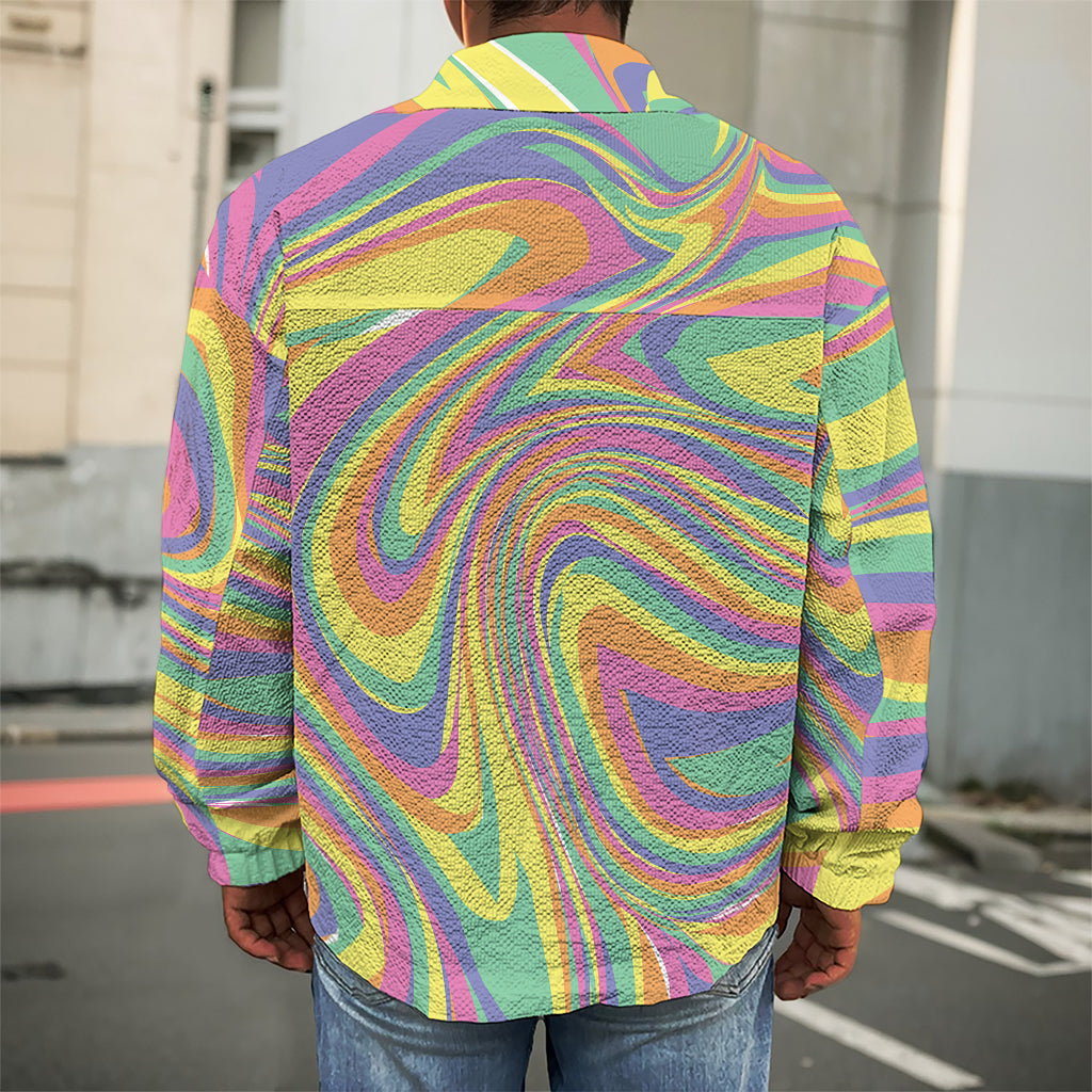 Pastel Rave Print Men's Shirt Jacket