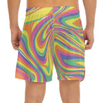 Pastel Rave Print Men's Split Running Shorts