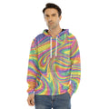 Pastel Rave Print Men's Velvet Pullover Hoodie