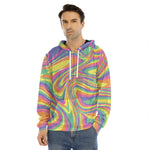 Pastel Rave Print Men's Velvet Pullover Hoodie