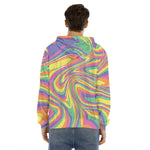 Pastel Rave Print Men's Velvet Pullover Hoodie