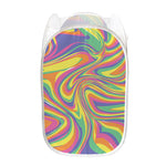 Pastel Rave Print Mesh Laundry Hamper