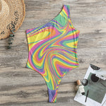 Pastel Rave Print One Shoulder Bodysuit