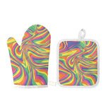 Pastel Rave Print Oven Mitt And Pot Holder Set