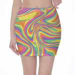 Pastel Rave Print Pencil Mini Skirt