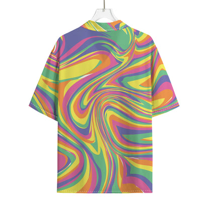 Pastel Rave Print Rayon Hawaiian Shirt