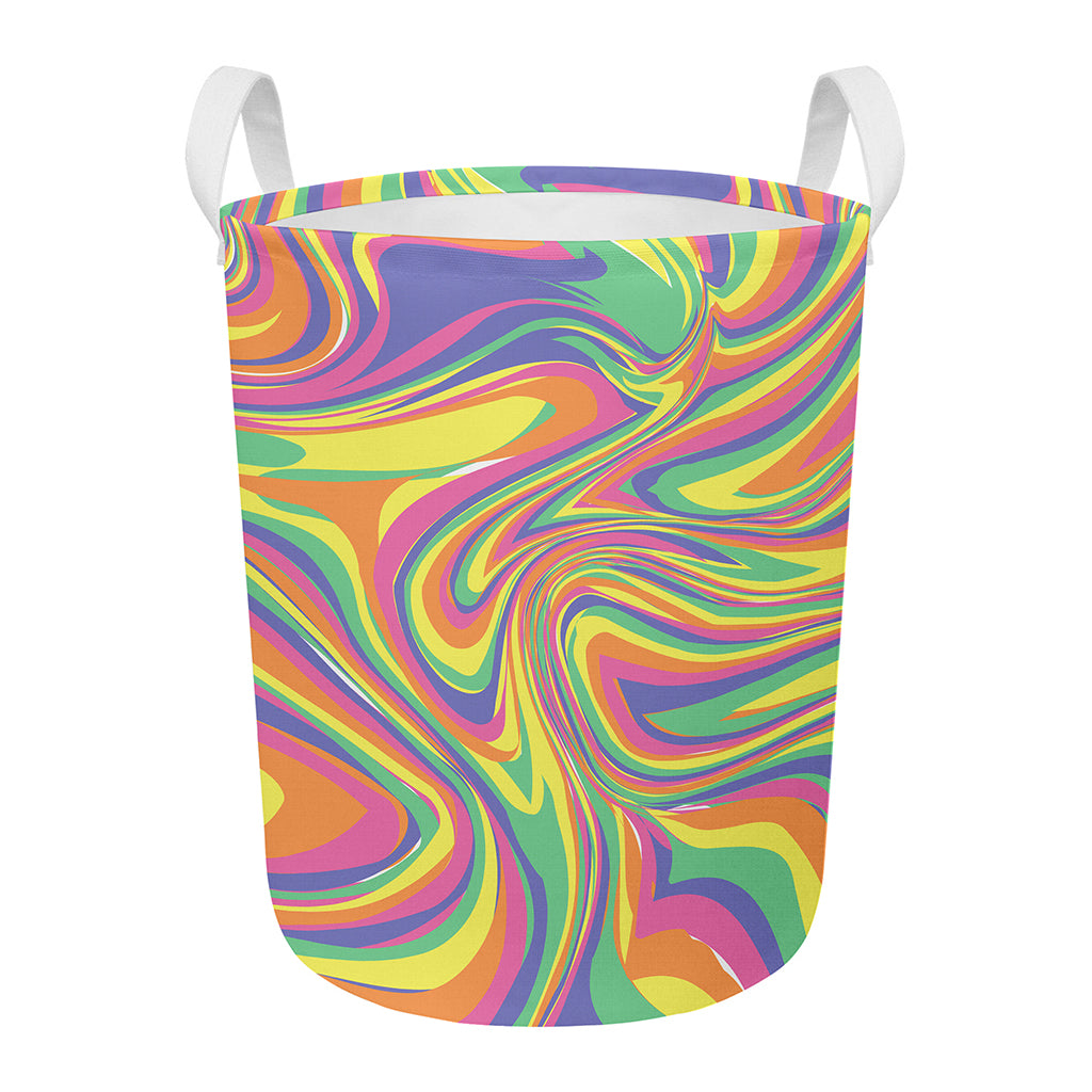 Pastel Rave Print Round Laundry Basket