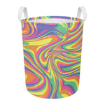 Pastel Rave Print Round Laundry Basket