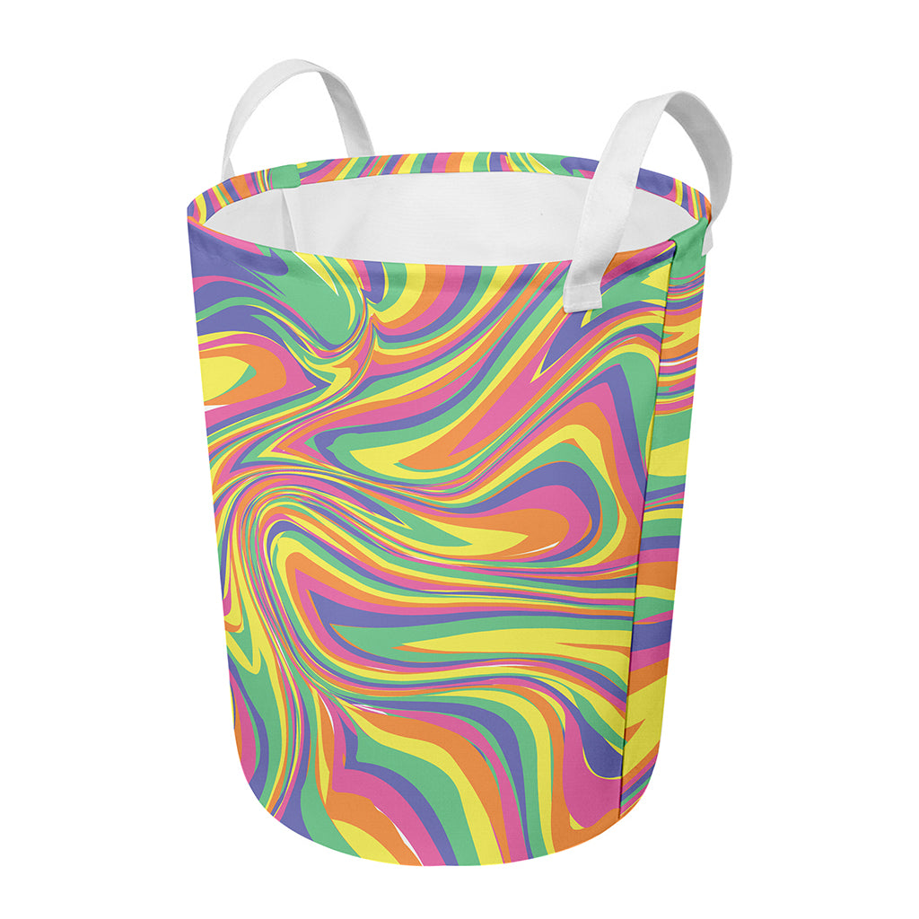 Pastel Rave Print Round Laundry Basket