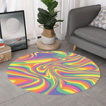 Pastel Rave Print Round Rug