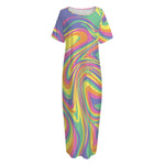 Pastel Rave Print Short Sleeve Long Nightdress