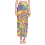Pastel Rave Print Side Slit Maxi Skirt
