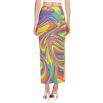 Pastel Rave Print Side Slit Maxi Skirt