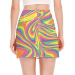 Pastel Rave Print Side Slit Mini Skirt