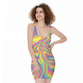Pastel Rave Print Sleeveless Bodycon Dress