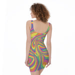 Pastel Rave Print Sleeveless Bodycon Dress