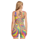 Pastel Rave Print Sleeveless One Piece Swimsuit