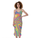 Pastel Rave Print Slim Fit Midi Cami Dress