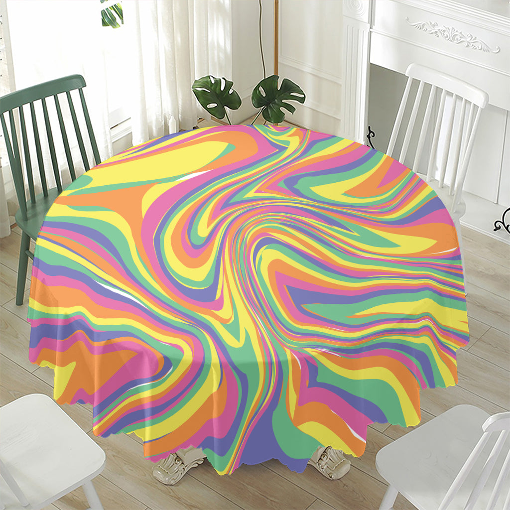 Pastel Rave Print Waterproof Round Tablecloth