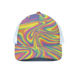 Pastel Rave Print White Mesh Trucker Cap