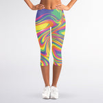 Pastel Rave Print Women's Capri Leggings