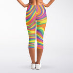 Pastel Rave Print Women's Capri Leggings