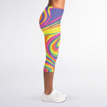 Pastel Rave Print Women's Capri Leggings