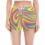 Pastel Rave Print Women's Split Running Shorts