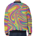Pastel Rave Print Zip Sleeve Bomber Jacket