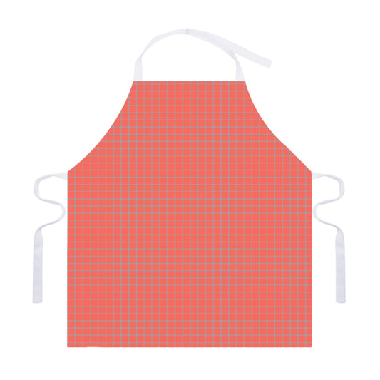 Pastel Red And Grey Tattersall Print Adjustable Apron