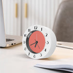 Pastel Red And Grey Tattersall Print Alarm Clock