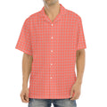 Pastel Red And Grey Tattersall Print Aloha Shirt