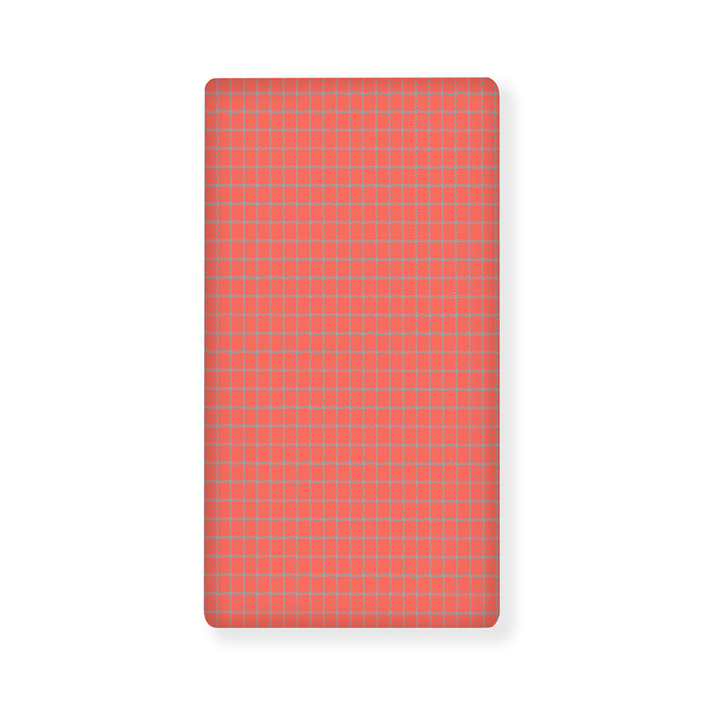 Pastel Red And Grey Tattersall Print Baby Crib Sheet