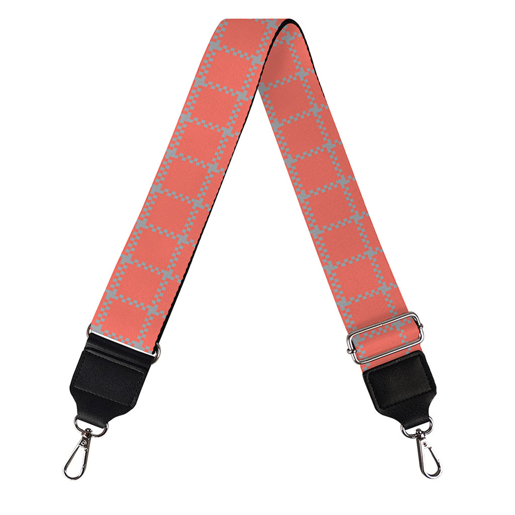 Pastel Red And Grey Tattersall Print Bag Strap