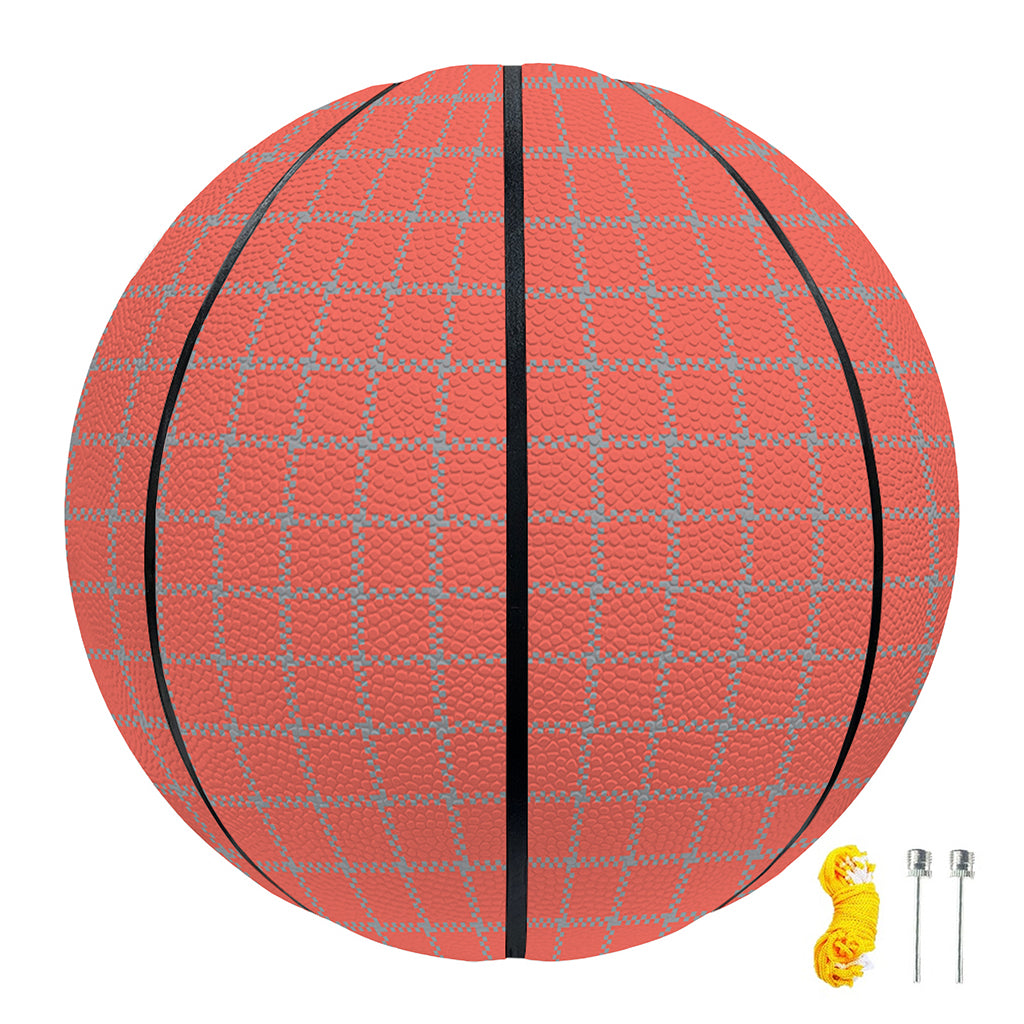 Pastel Red And Grey Tattersall Print Basketball