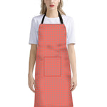 Pastel Red And Grey Tattersall Print Bib Apron With Pocket