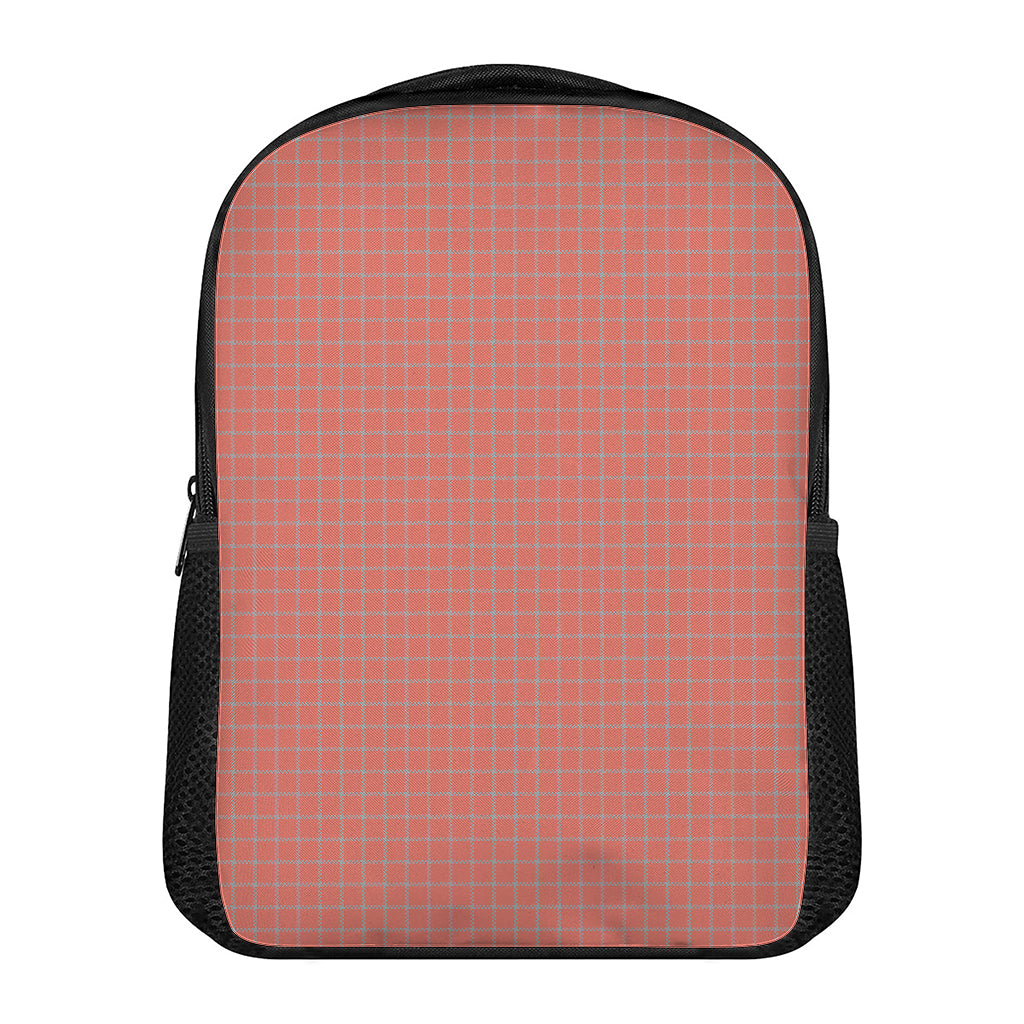 Pastel Red And Grey Tattersall Print Casual Backpack