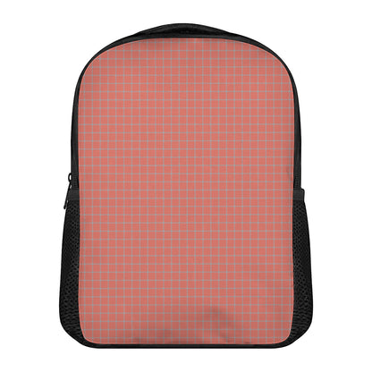 Pastel Red And Grey Tattersall Print Casual Backpack